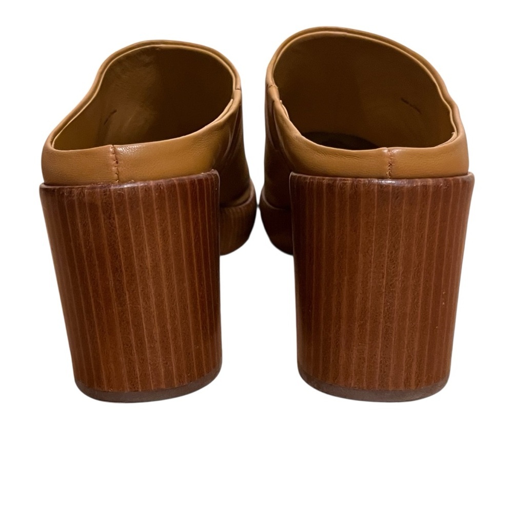 Vince Navina Leather Platform Clogs Tan Brown Block Heel Mule Minimalist — 9.5 - Picture 10 of 16